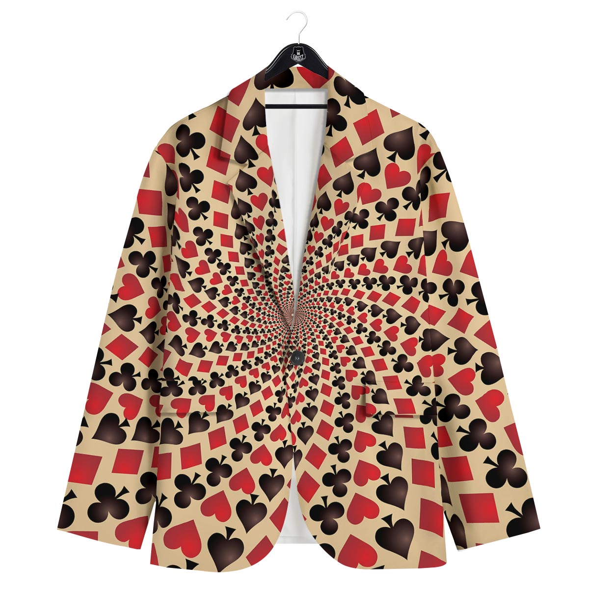 Playing Card Suits Swirl Print Men's Sport Coat-grizzshop