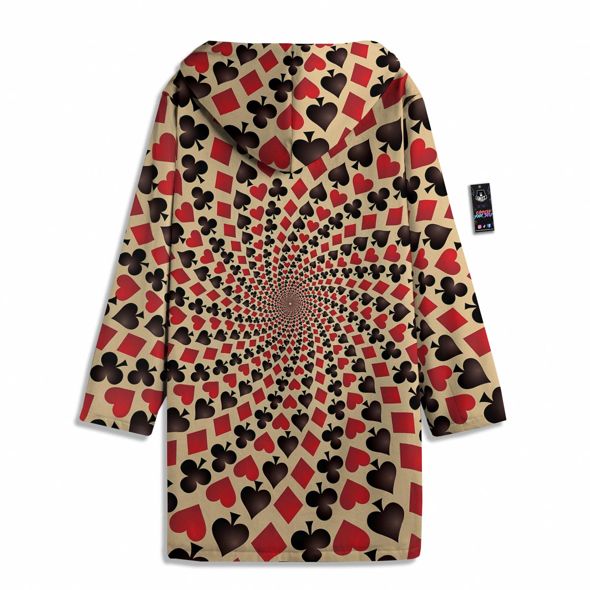 Playing Card Suits Swirl Print Men's Windbreaker Jacket-grizzshop