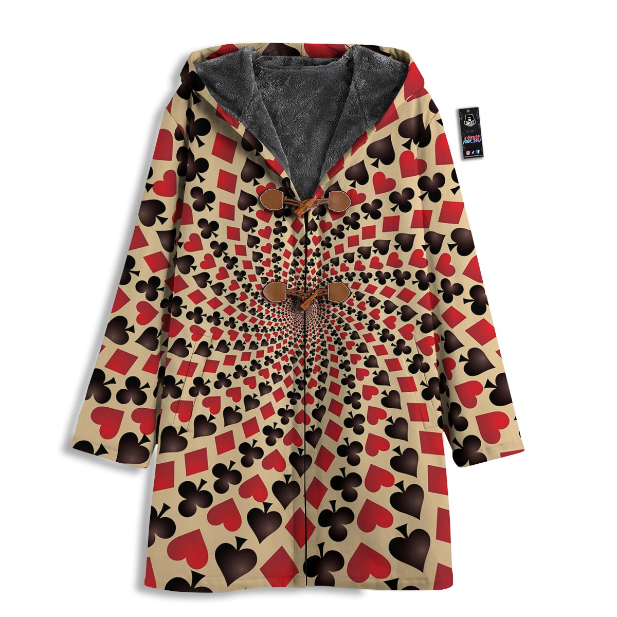 Playing Card Suits Swirl Print Men's Windbreaker Jacket-grizzshop