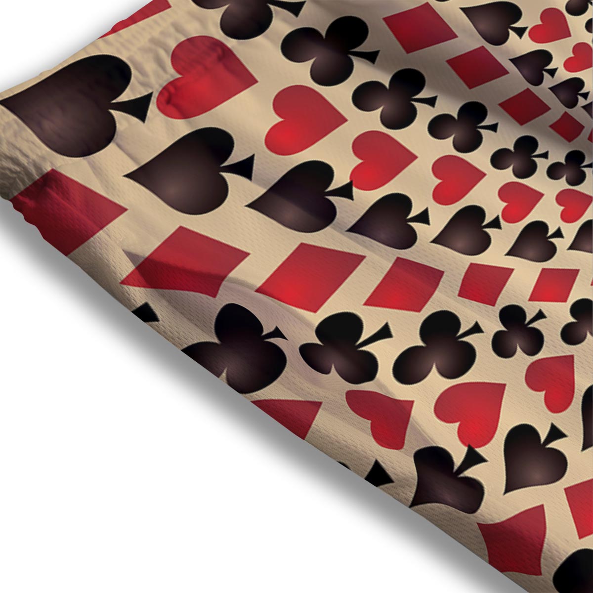 Playing Card Suits Swirl Print Mesh Shorts