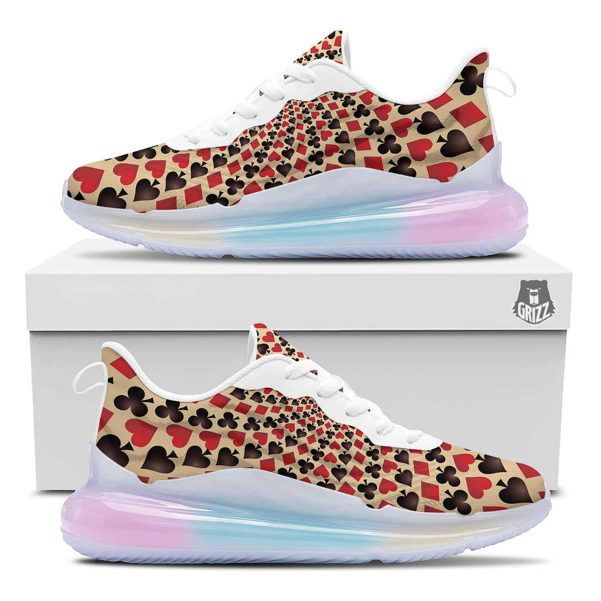 Playing Card Suits Swirl Print Running Sneakers-grizzshop