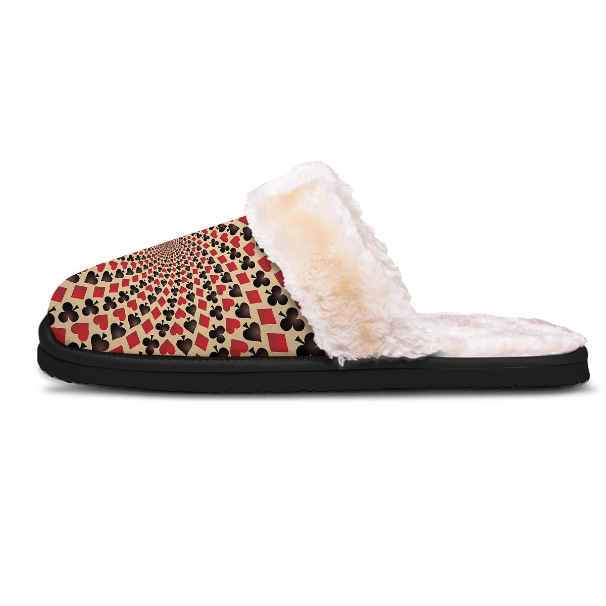 Playing Card Suits Swirl Print Slippers-grizzshop