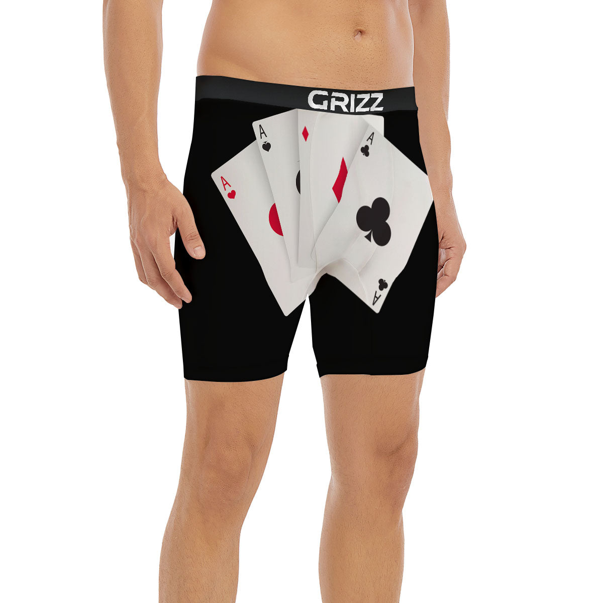 Playing Card Suits White And Black Print Boxer Briefs-grizzshop