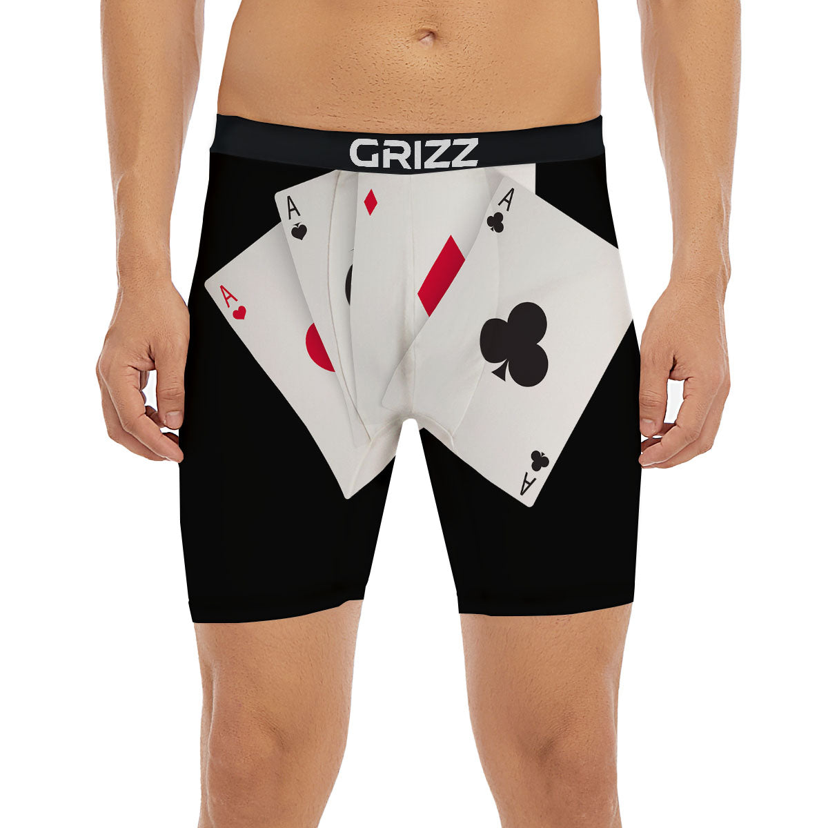 Playing Card Suits White And Black Print Boxer Briefs-grizzshop
