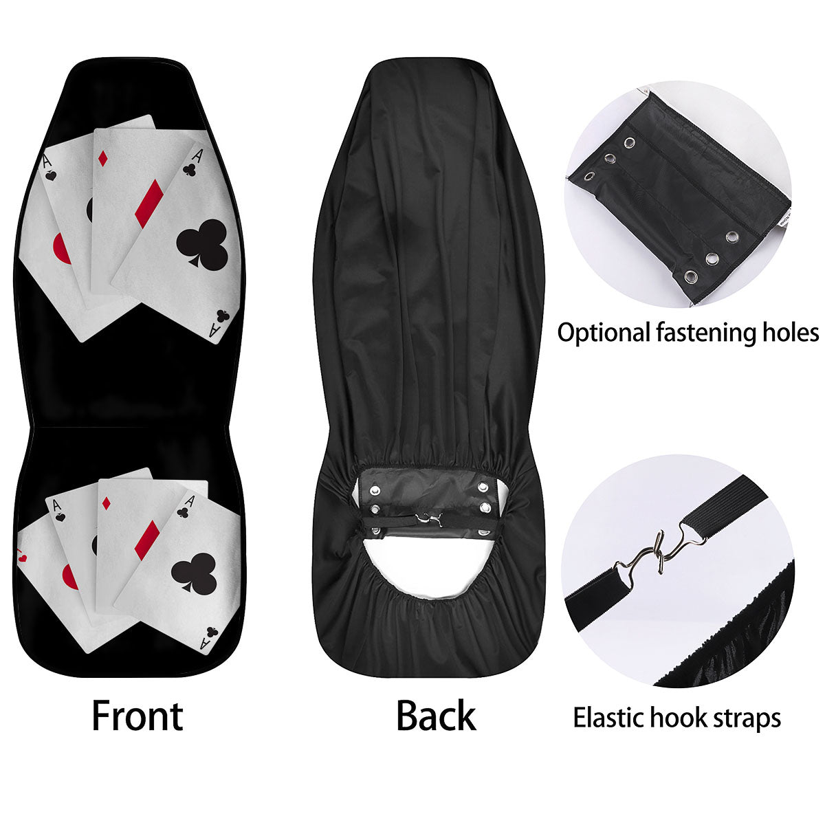 Playing Card Suits White And Black Print Car Seat Covers-grizzshop