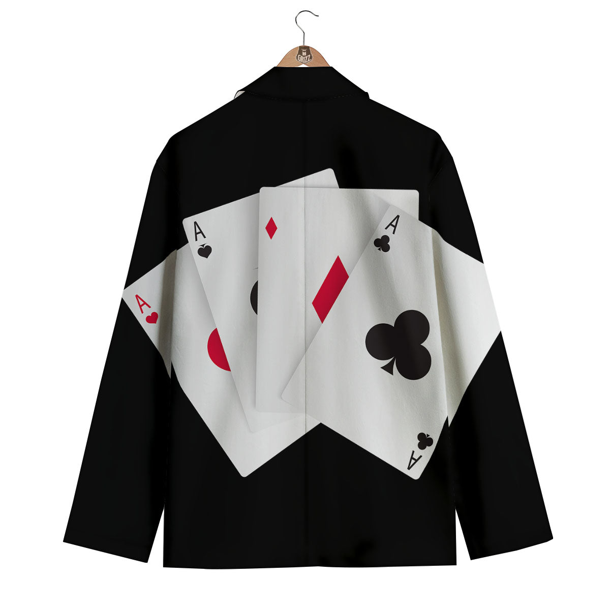 Playing Card Suits White And Black Print Men's Blazer-grizzshop