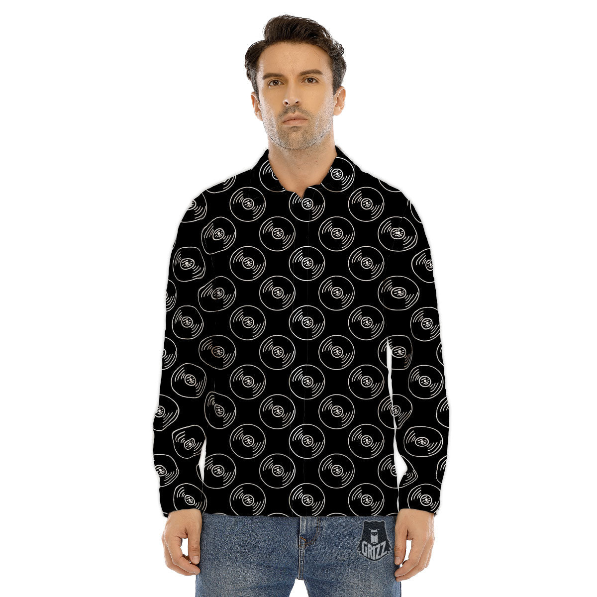 Playing Card Suits White And Black Print Men's Dress Shirts-grizzshop