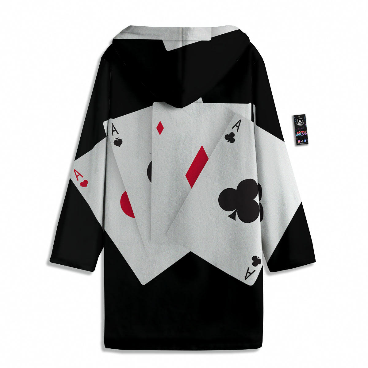 Playing Card Suits White And Black Print Men's Windbreaker Jacket-grizzshop