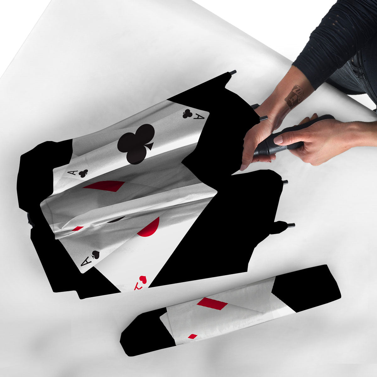 Playing Card Suits White And Black Print Umbrella-grizzshop