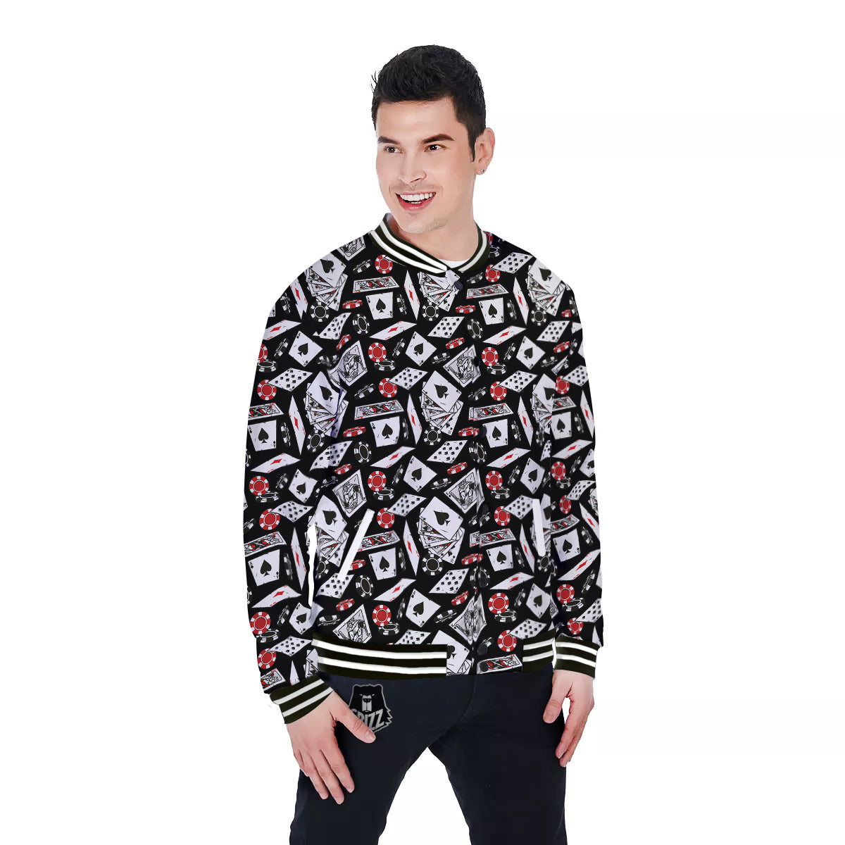 Playing Cards Ace Print Pattern Baseball Jacket-grizzshop
