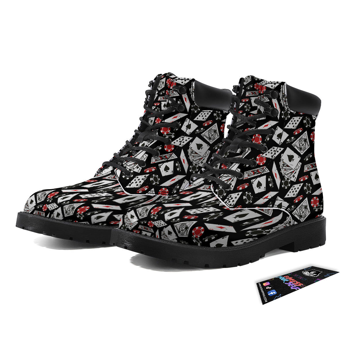Playing Cards Ace Print Pattern Boots-grizzshop