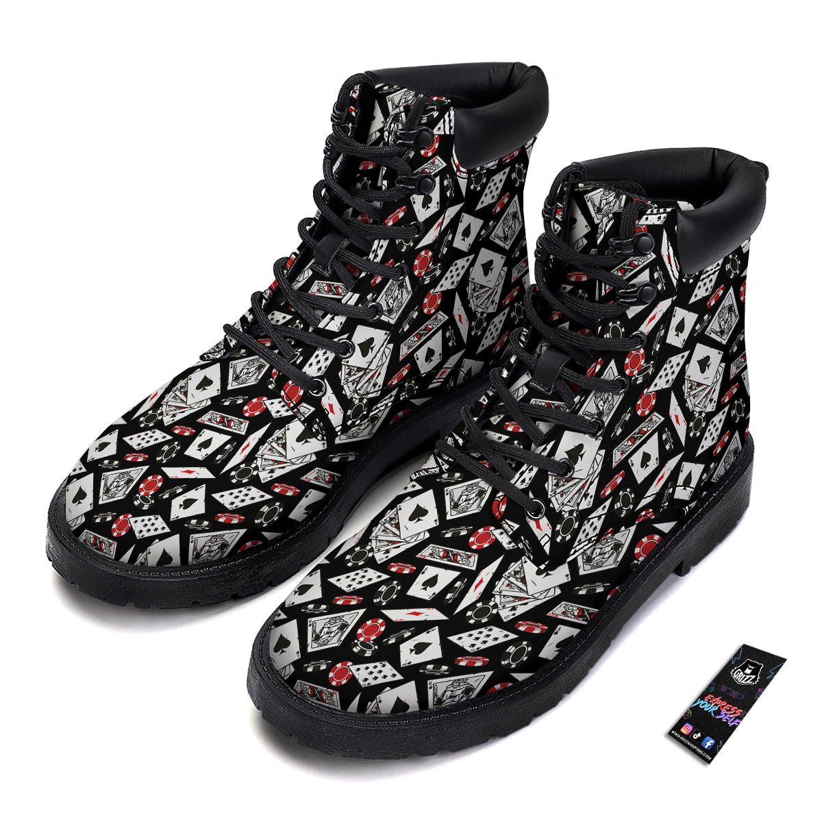Playing Cards Ace Print Pattern Boots-grizzshop