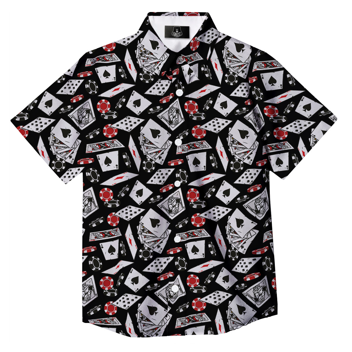 Playing Cards Ace Print Pattern Button Up Shirt-grizzshop