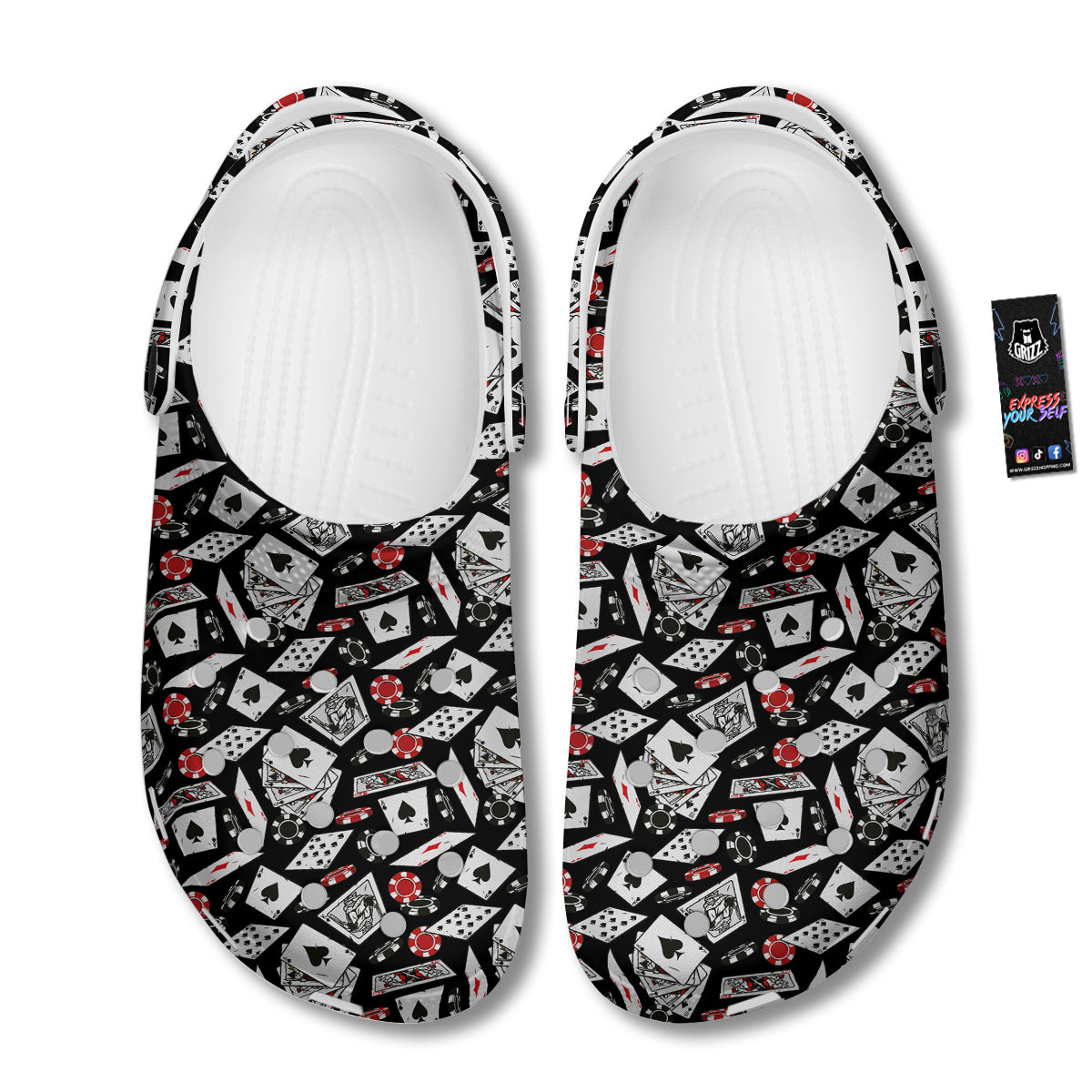 Playing Cards Ace Print Pattern Clog-grizzshop