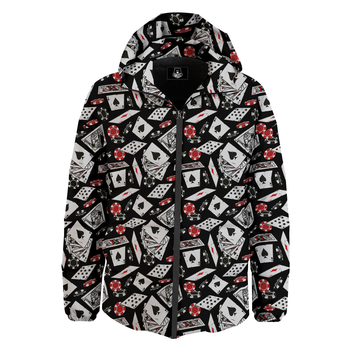 Playing Cards Ace Print Pattern Down Jacket-grizzshop