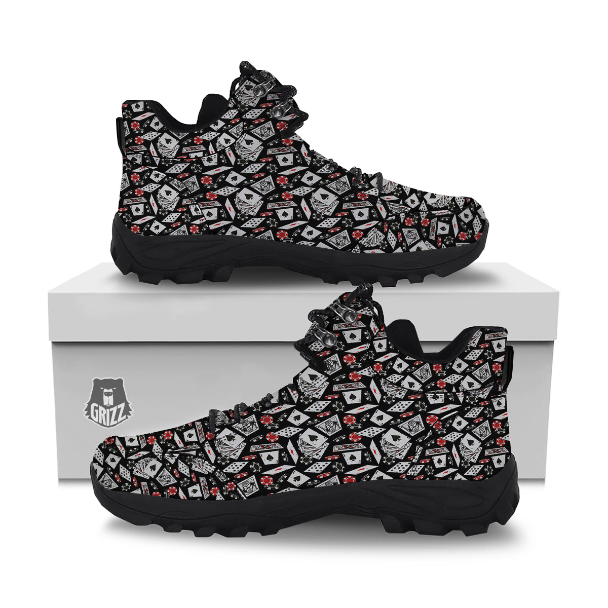 Playing Cards Ace Print Pattern Hiking Shoes-grizzshop