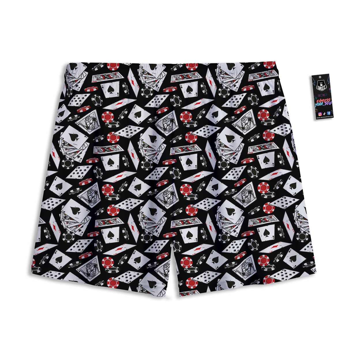 Playing Cards Ace Print Pattern Mesh Shorts-grizzshop
