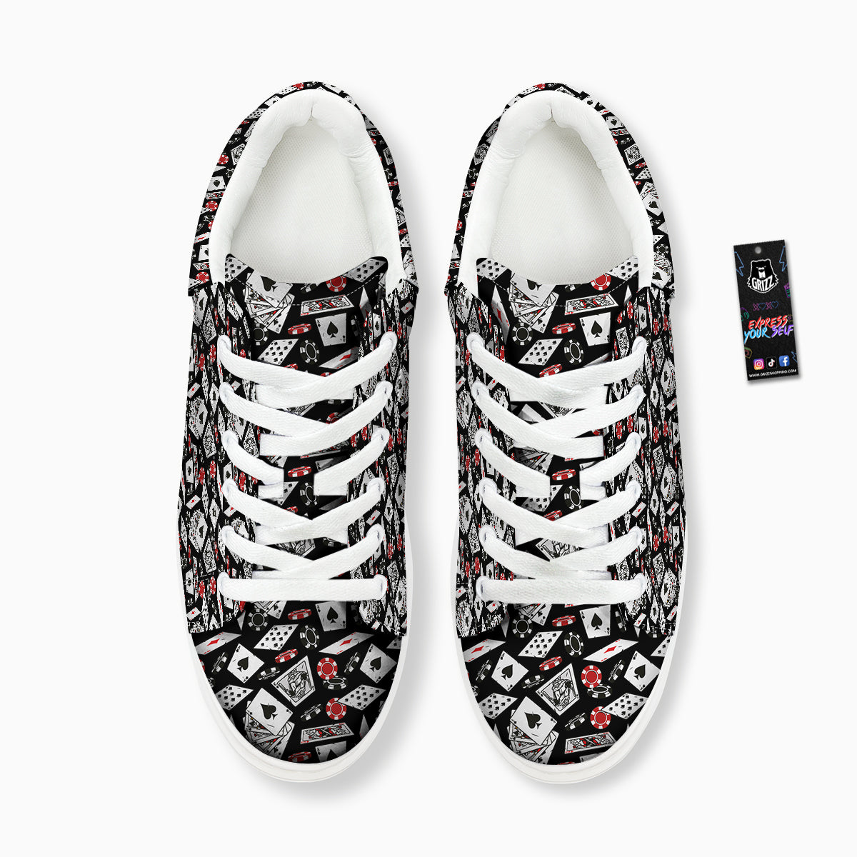 Playing Cards Ace Print Pattern Platform Shoes-grizzshop