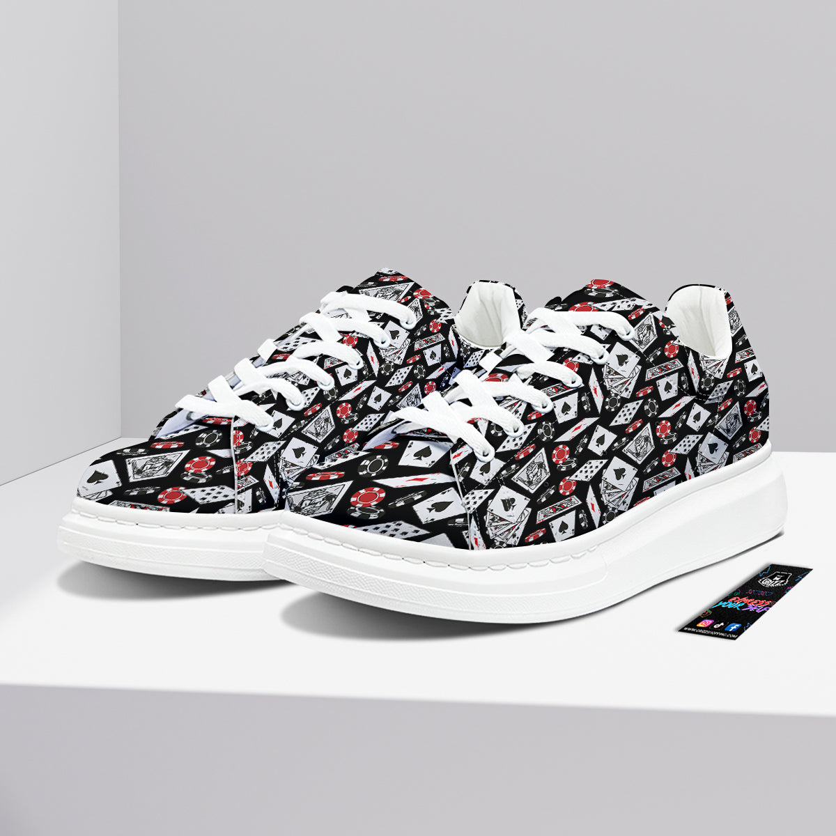 Playing Cards Ace Print Pattern Platform Shoes-grizzshop