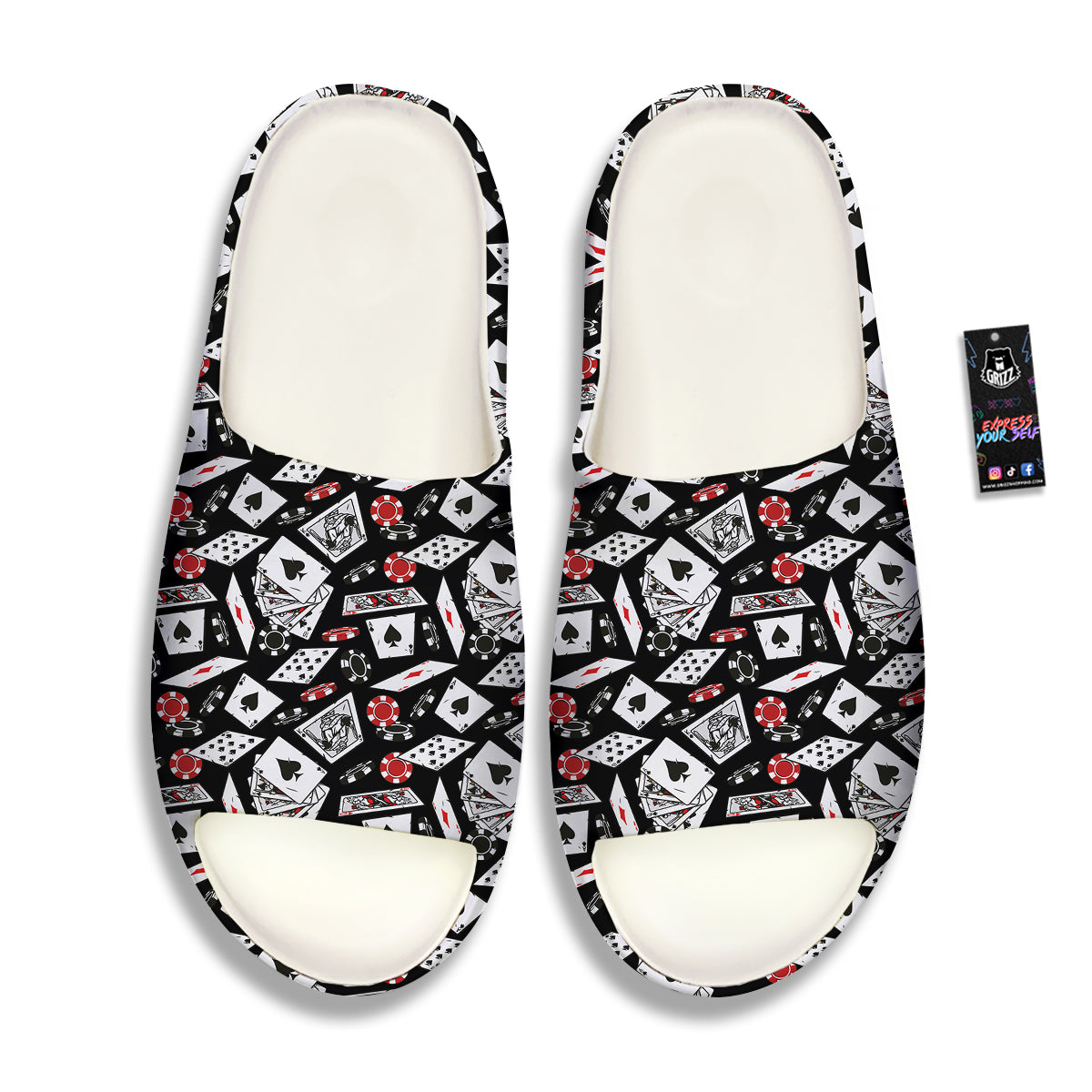 Playing Cards Ace Print Pattern Sandals-grizzshop