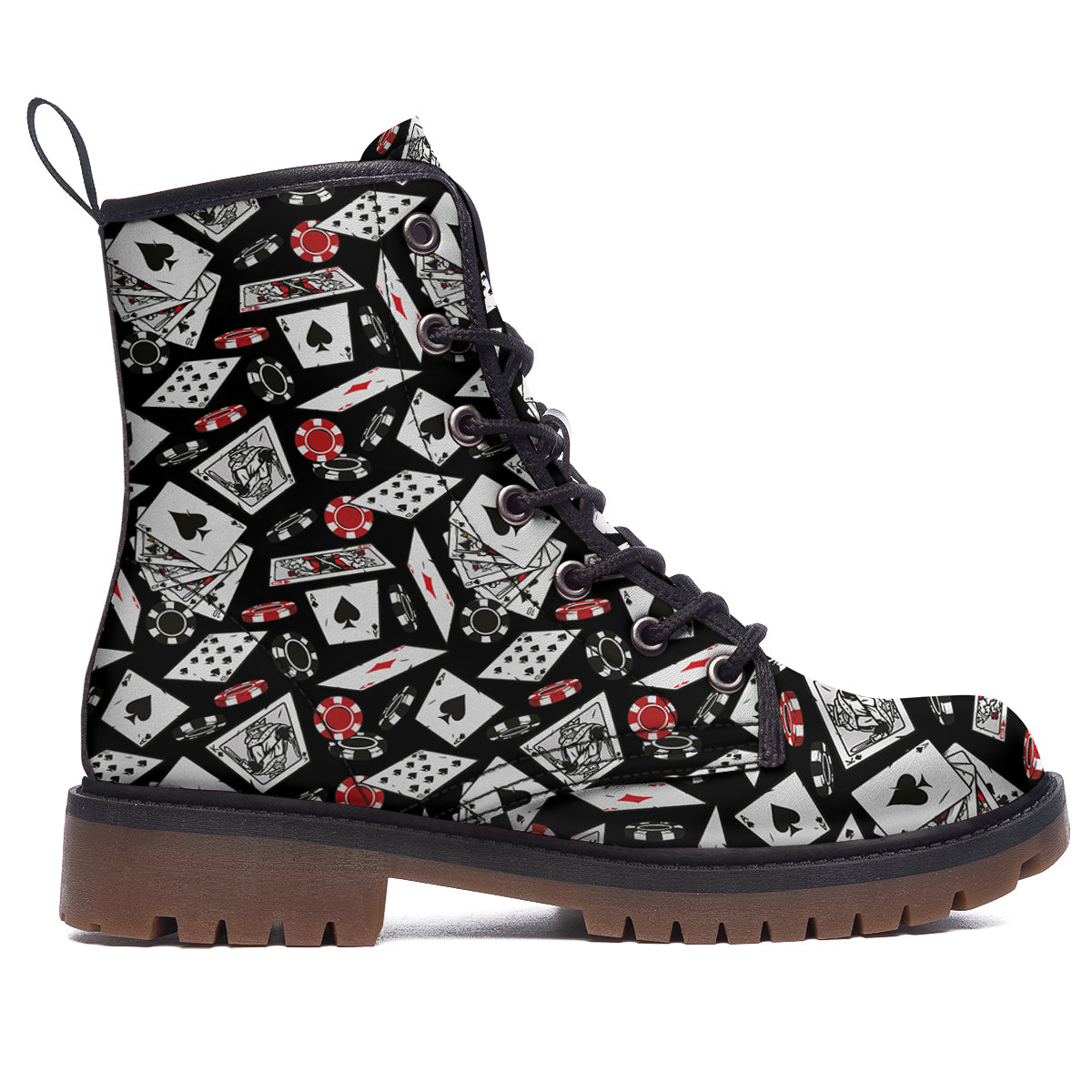 Playing Cards Ace Print Pattern Work Boots-grizzshop