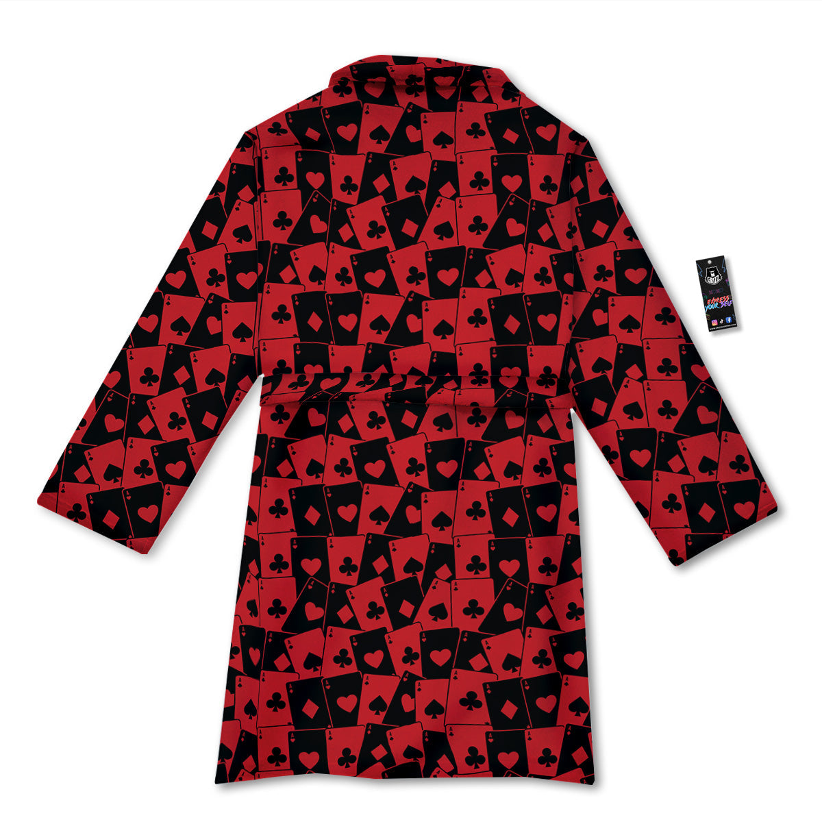 Playing Cards Black Red Print Pattern Bathrobe-grizzshop
