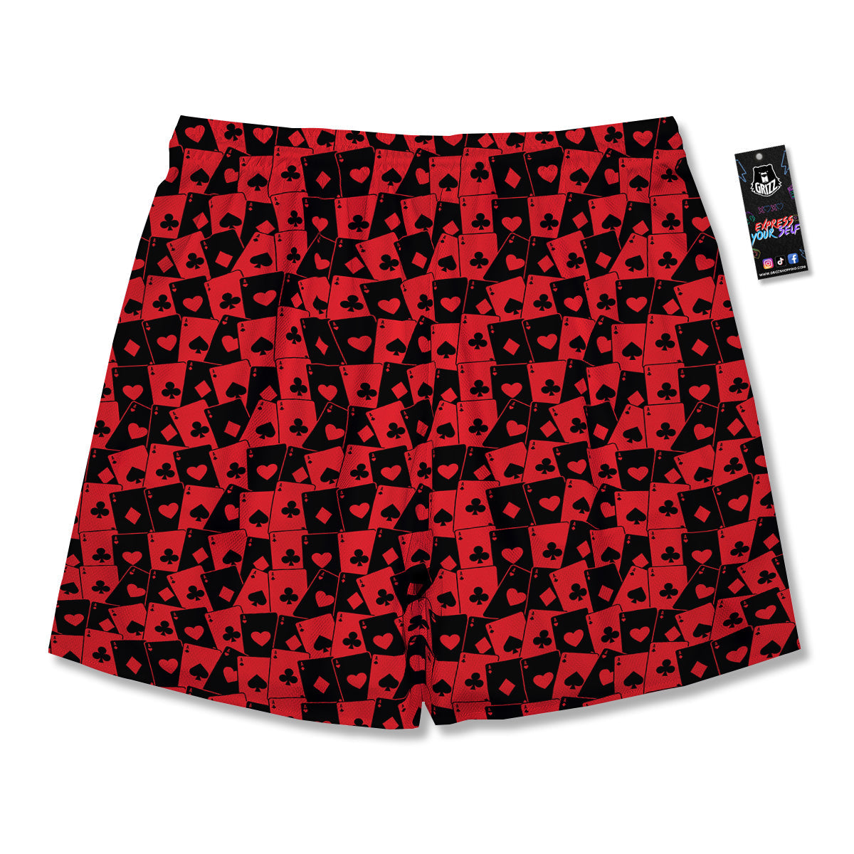 Playing Cards Black Red Print Pattern Men's Running Shorts-grizzshop