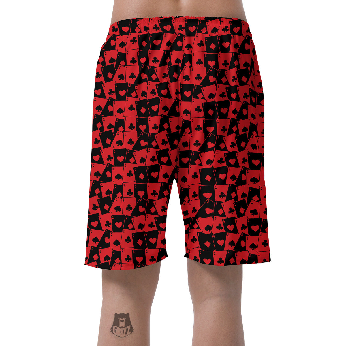 Playing Cards Black Red Print Pattern Men's Shorts-grizzshop