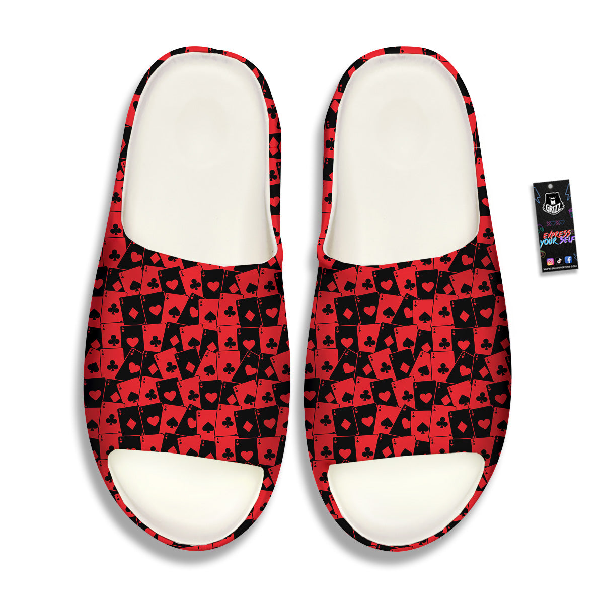Playing Cards Black Red Print Pattern Sandals-grizzshop