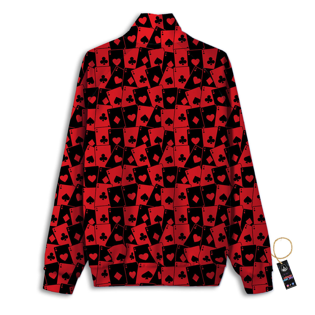 Playing Cards Black Red Print Pattern Track Jacket-grizzshop