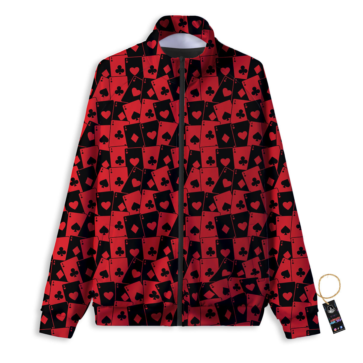 Playing Cards Black Red Print Pattern Track Jacket-grizzshop