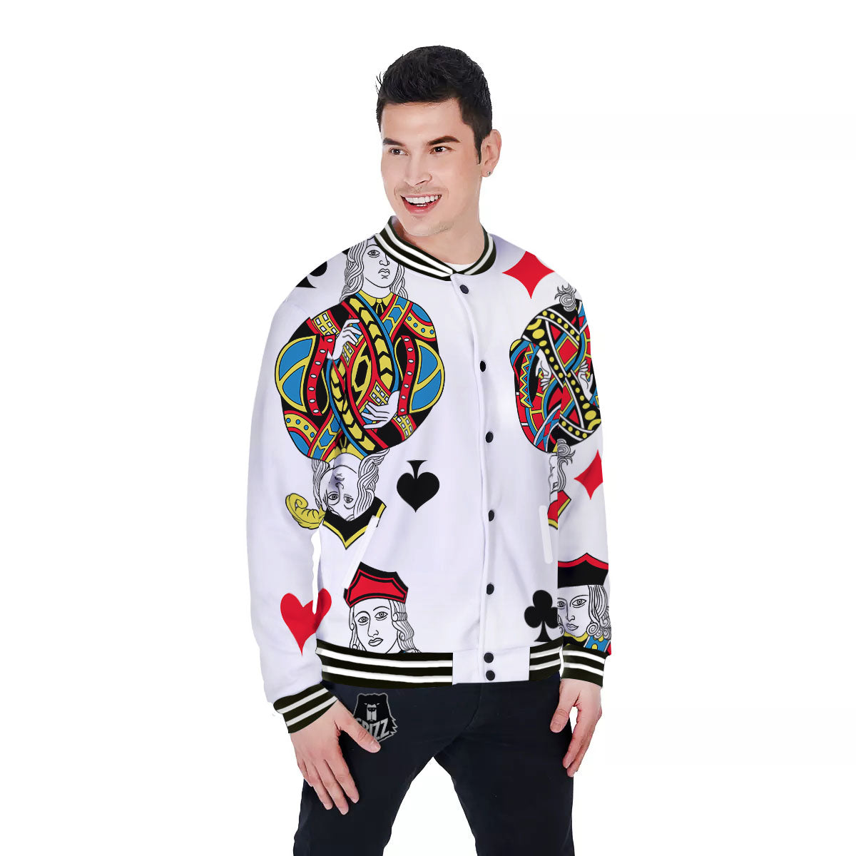 Playing Cards Four Jacks Print Baseball Jacket-grizzshop