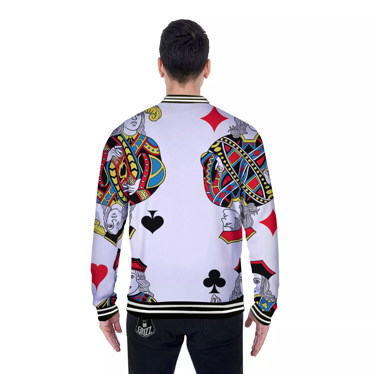 Playing Cards Four Jacks Print Baseball Jacket-grizzshop