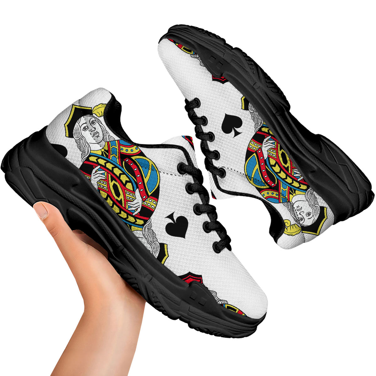 Playing Cards Four Jacks Print Black Chunky Shoes-grizzshop