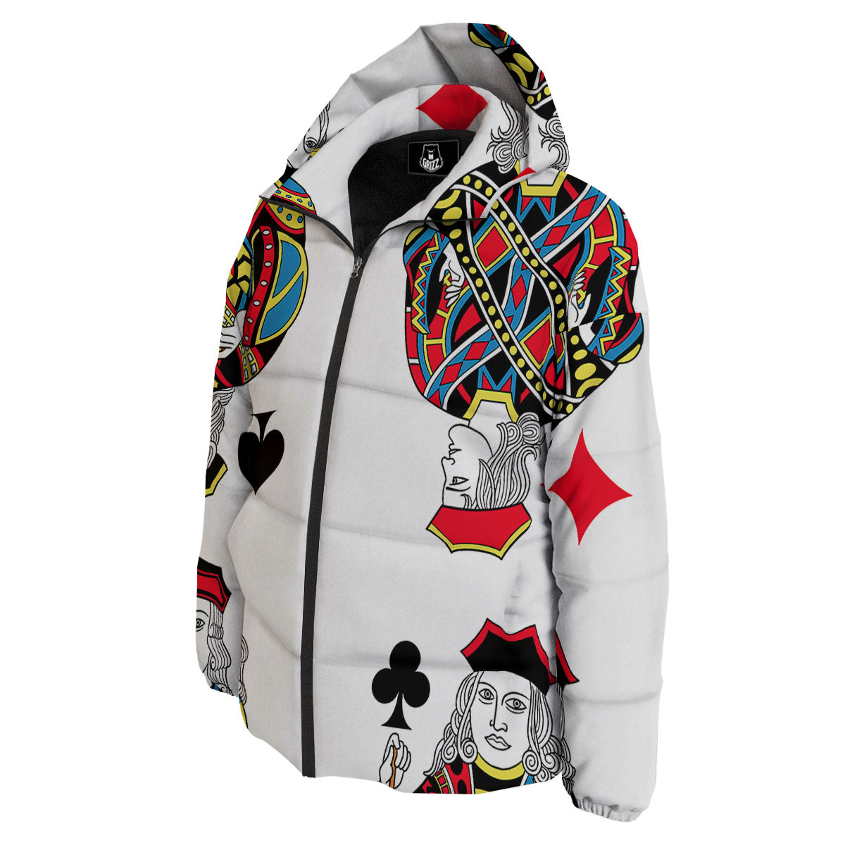 Playing Cards Four Jacks Print Down Jacket-grizzshop