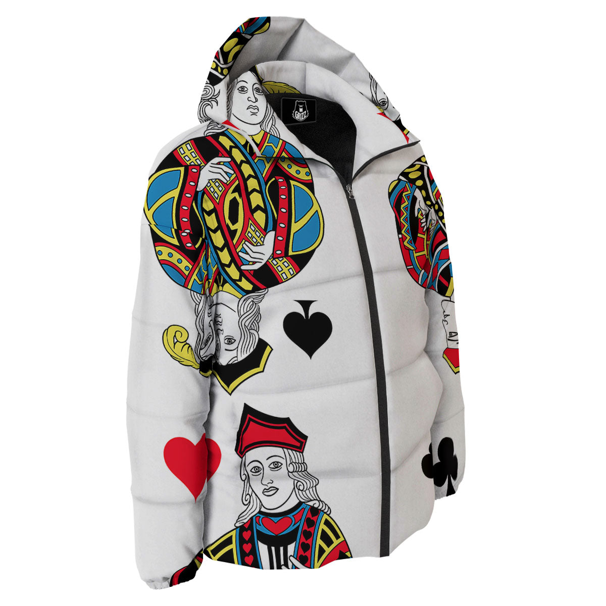 Playing Cards Four Jacks Print Down Jacket-grizzshop
