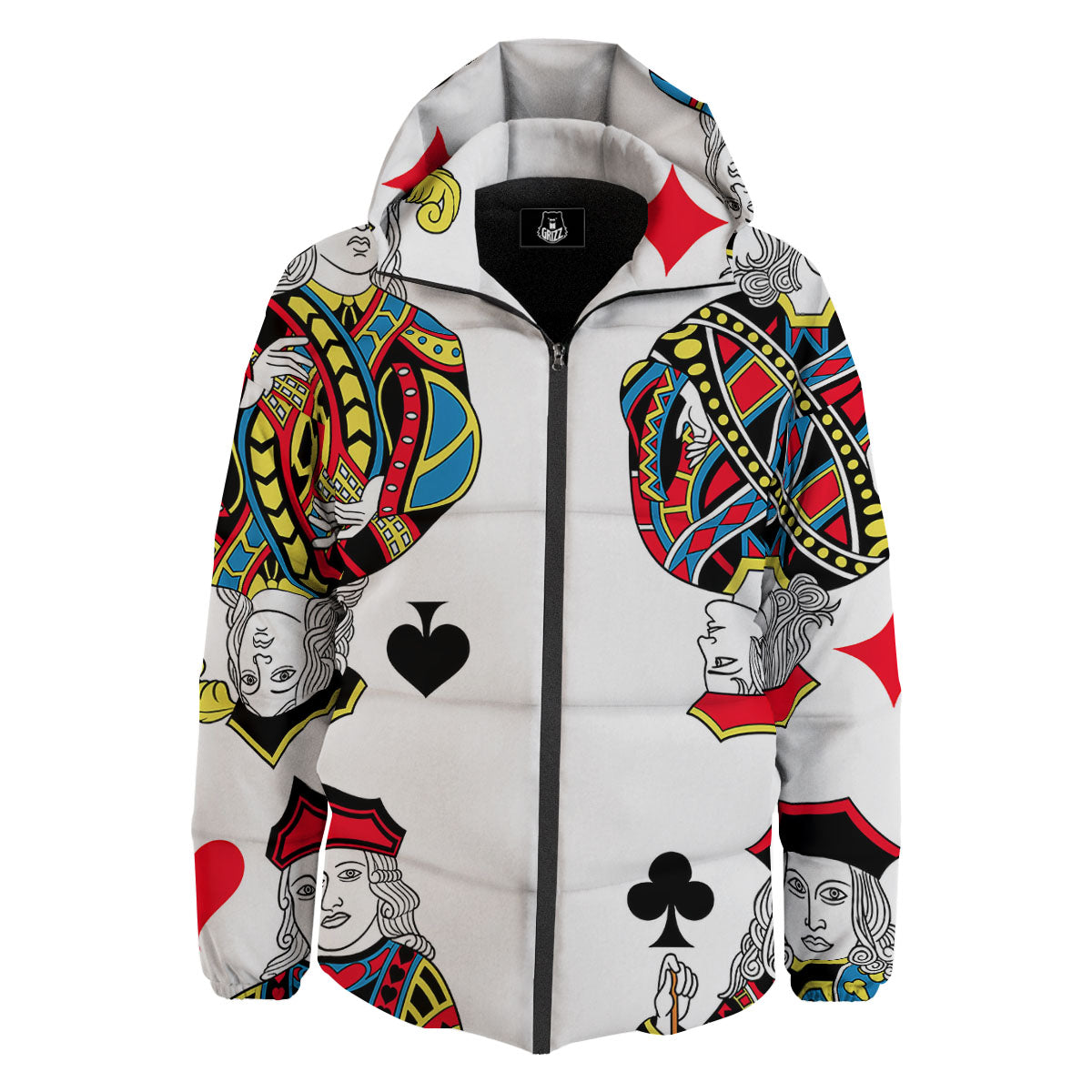 Playing Cards Four Jacks Print Down Jacket-grizzshop