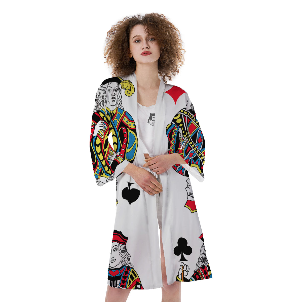 Playing Cards Four Jacks Print Kimono-grizzshop
