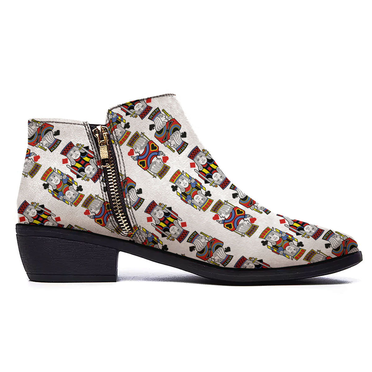 Playing Cards Four Jacks Print Pattern Ankle Boots-grizzshop