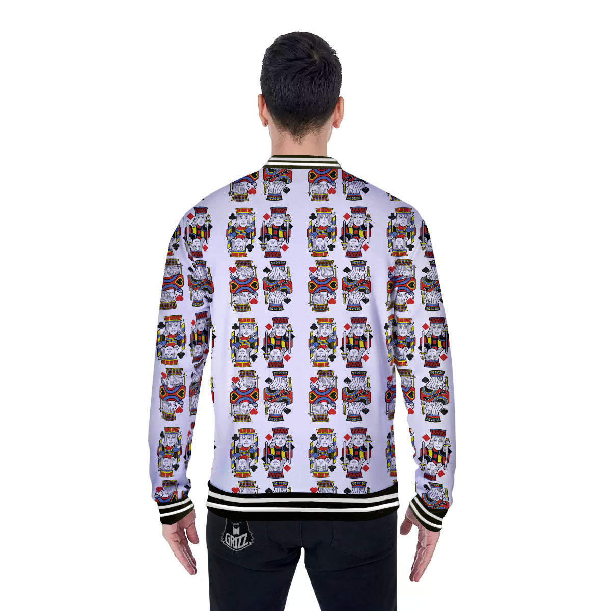 Playing Cards Four Jacks Print Pattern Baseball Jacket-grizzshop