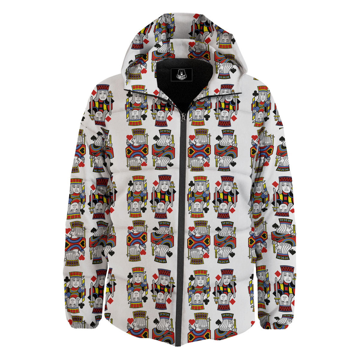 Playing Cards Four Jacks Print Pattern Down Jacket-grizzshop