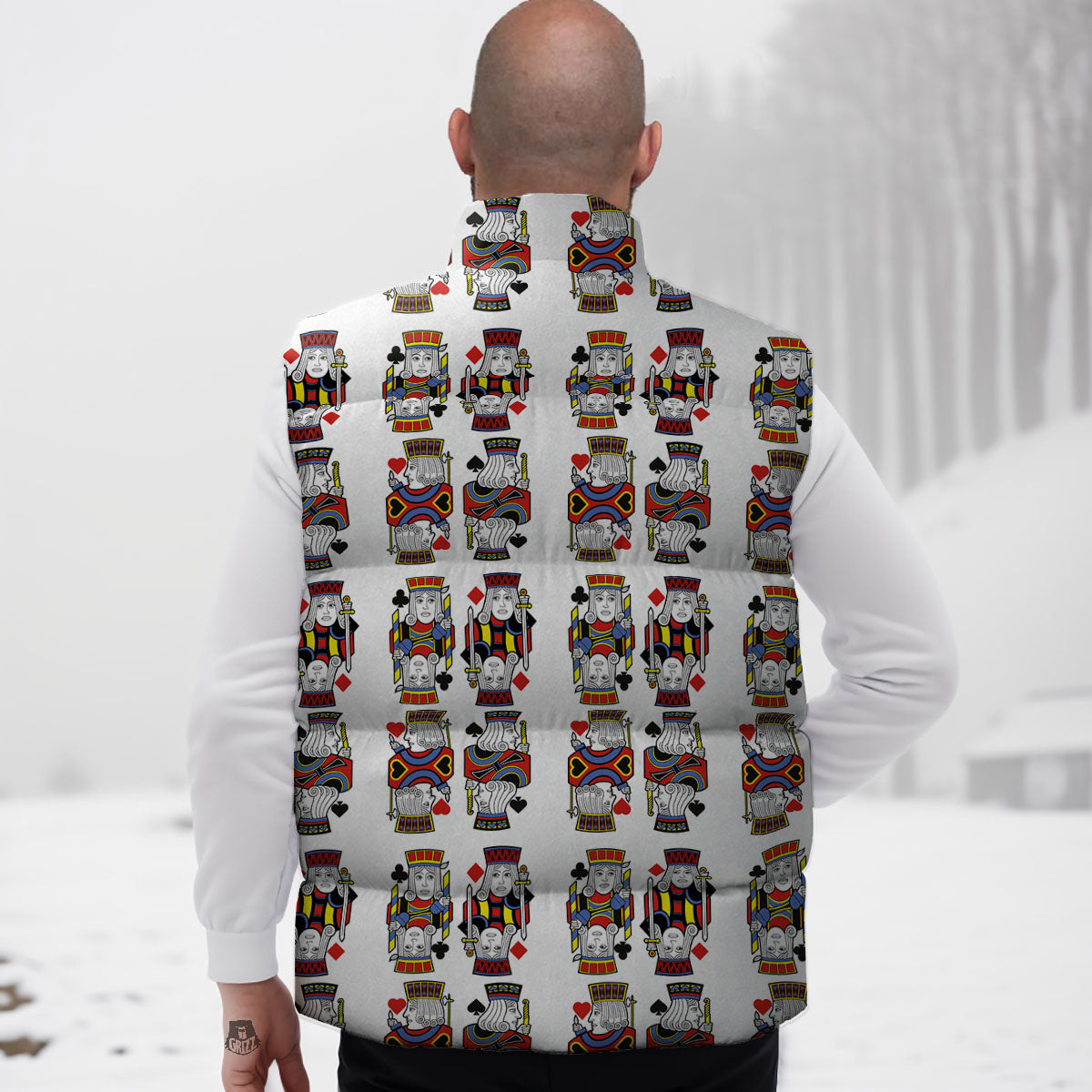 Playing Cards Four Jacks Print Pattern Down Vest-grizzshop