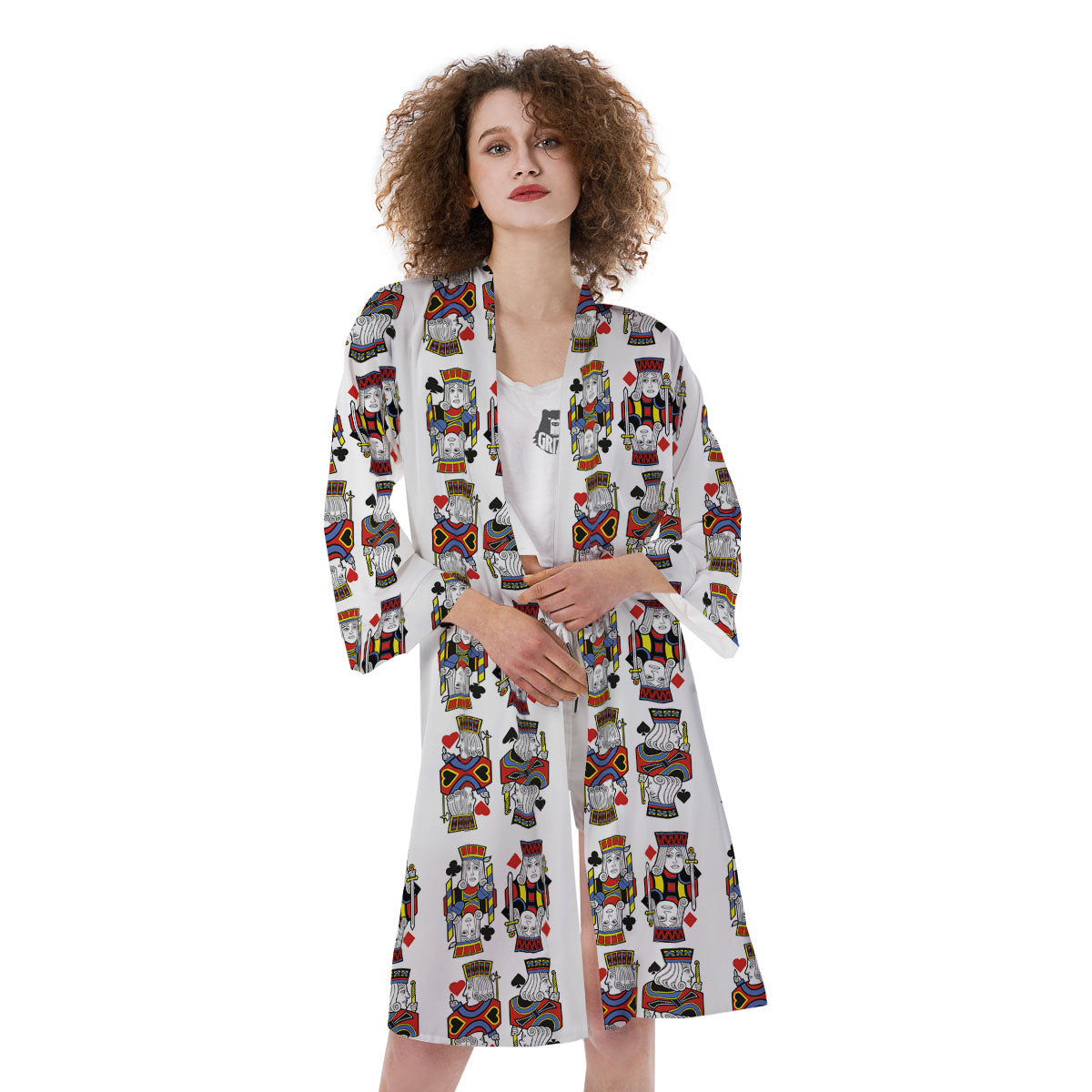Playing Cards Four Jacks Print Pattern Kimono-grizzshop