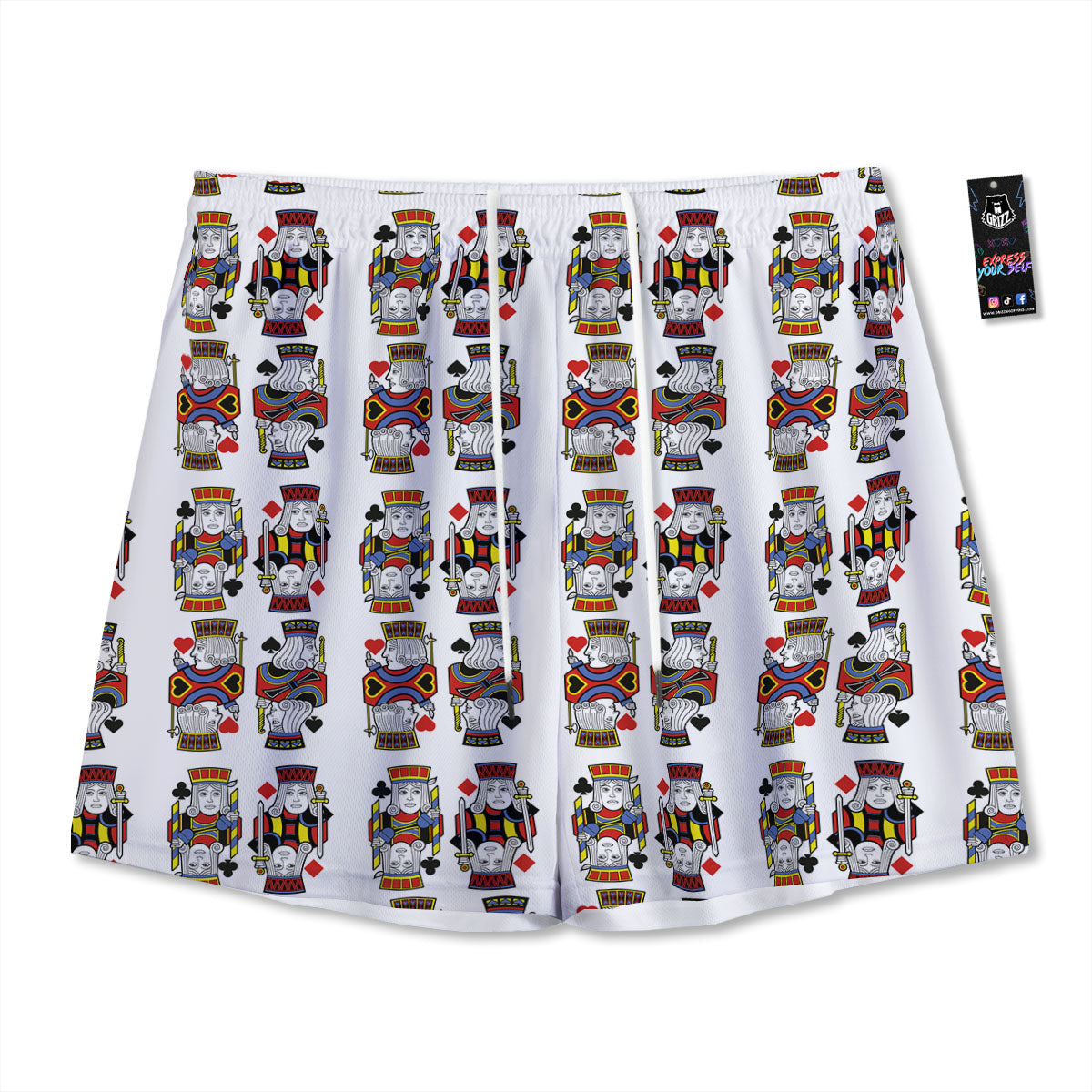 Playing Cards Four Jacks Print Pattern Mesh Shorts-grizzshop