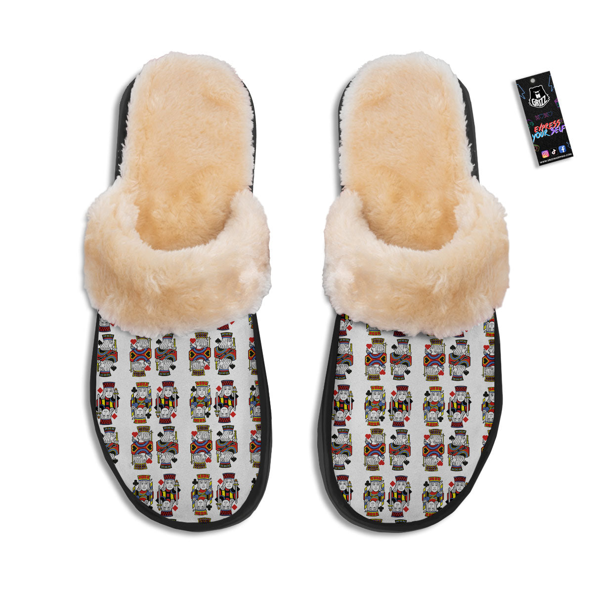 Playing Cards Four Jacks Print Pattern Slippers-grizzshop