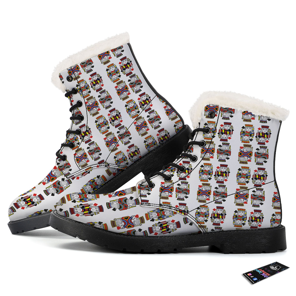 Playing Cards Four Jacks Print Pattern Winter Boots-grizzshop