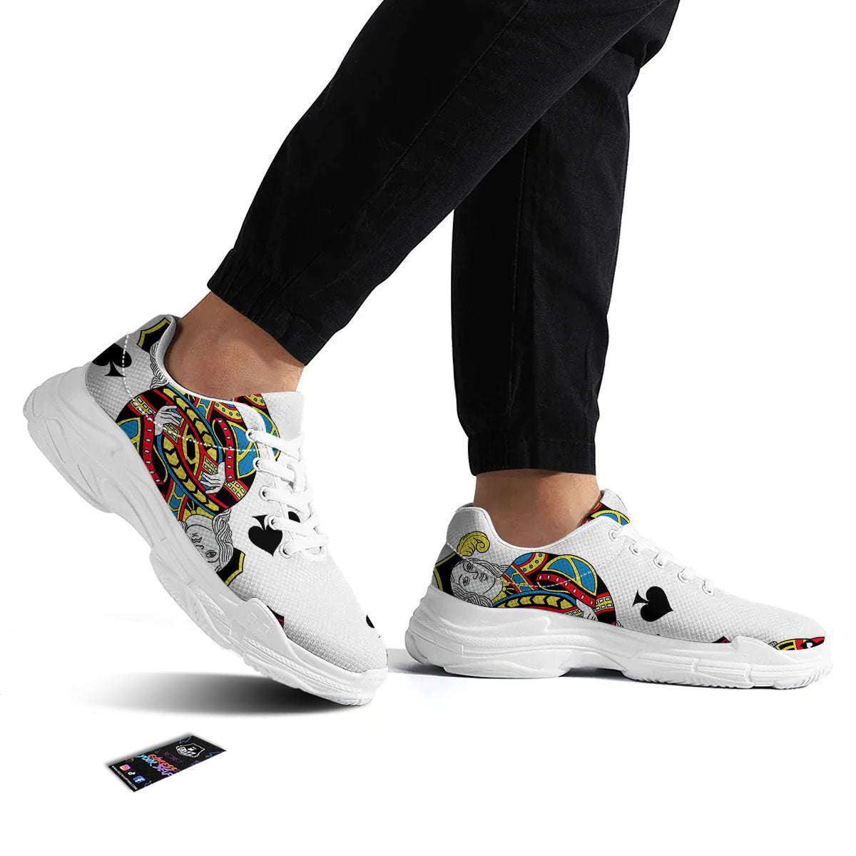 Playing Cards Four Jacks Print White Chunky Shoes-grizzshop