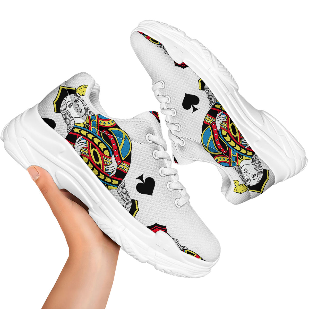 Playing Cards Four Jacks Print White Chunky Shoes-grizzshop