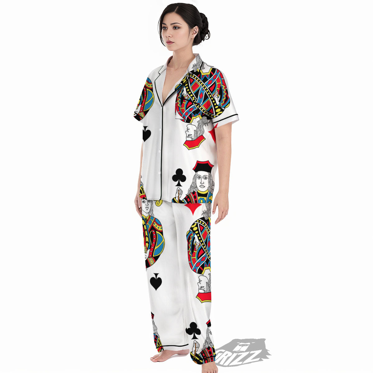 Playing Cards Four Jacks Print Women's Pajamas Set-grizzshop