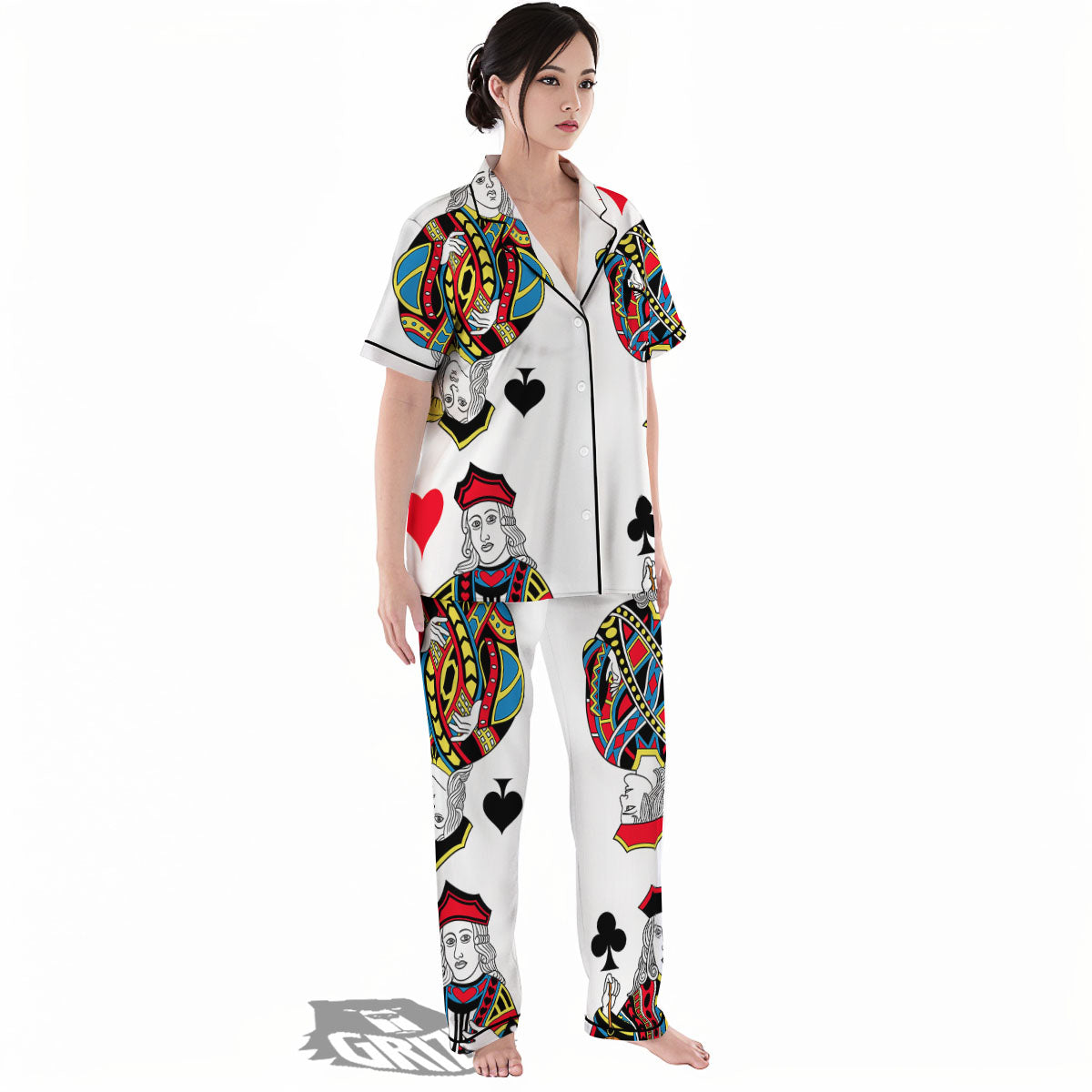 Playing Cards Four Jacks Print Women's Pajamas Set-grizzshop